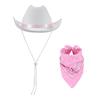Feather Edge Letter Cowboy Hat Sequins Pink Western Rough Edge Cowboy Hat Glasses Square Towel Three-piece Set