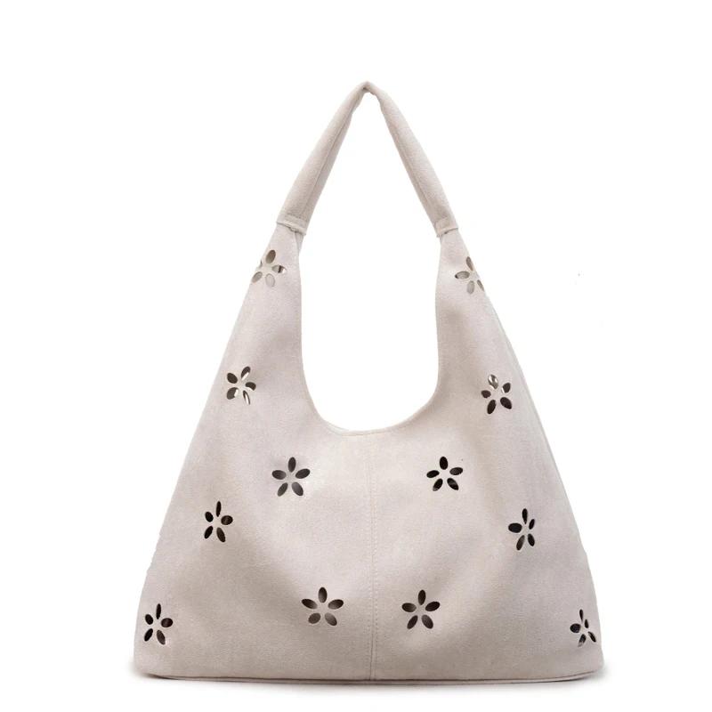 

PU Solid Color Flowers Large Capacity Sweet Tote Bag 2026 Brand Autumn Commute Shoulder Bags Sale Retro Versatile Female Bags бежевый