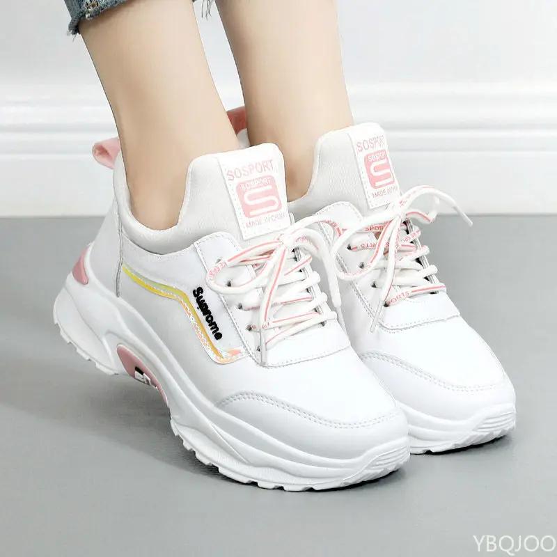 Women's Sequined White Shoes New Breathable Sneakers Thick Soled Fashion Running Shoes Non Slip Casual Female Shoe Mujer Zapatos