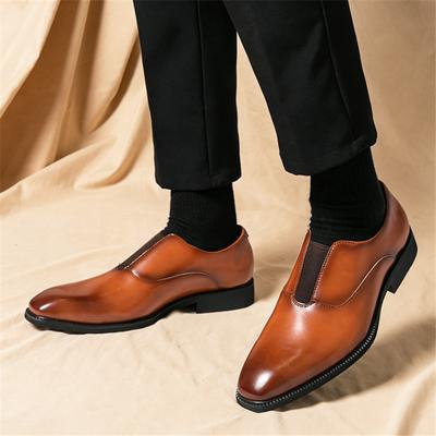 British Designer New Pointed Brown Black Business Casual Shoes for Men Formal Wedding Prom Dress Homecoming Pageant Footwear