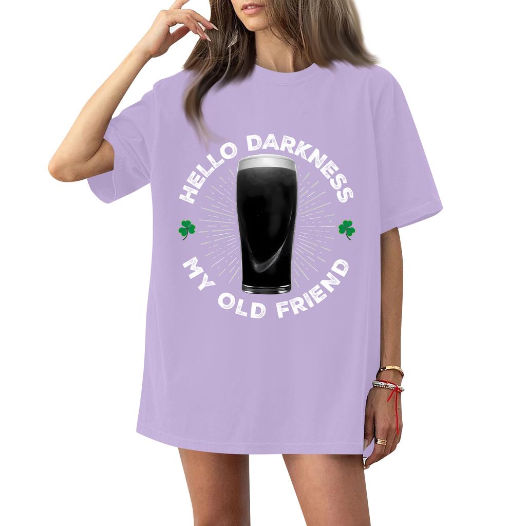 ( Ténèbres Mon Vieil Ami) Mode Femme Décontracté Manches Courtes Col St. Haut/T-shirt Imprimé Saint-Patrick