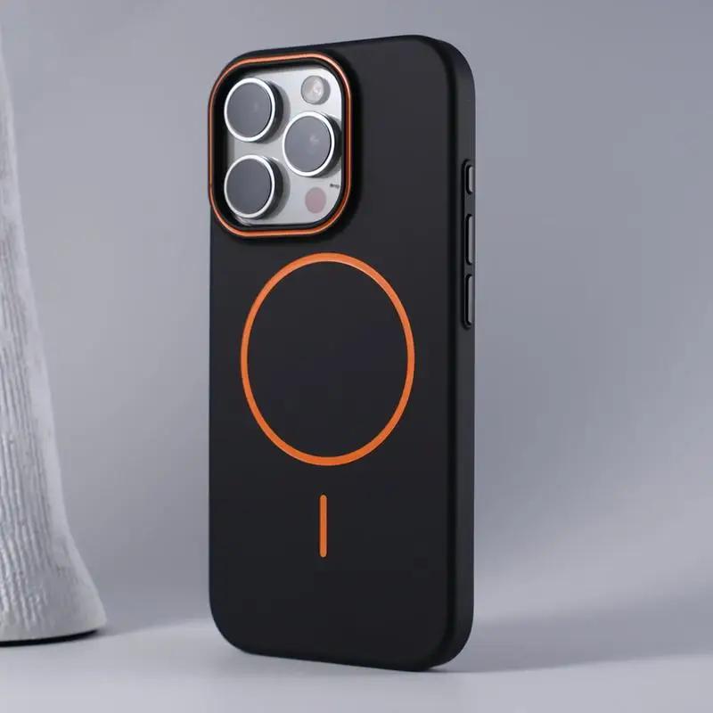 Ultrathin Simple For Magsafe Case for iphone 17 Air 16 Pro Max 15 14 13 12 Matte Hit Color Lens Wireless Charger Hard PC Cover