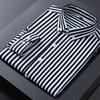 Men's Striped Shirts Formale Casual Printed Plaid Shirt Long Sleeve Slim Fit Botton Down Male Office Business Dress Shirt M-5XL