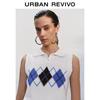 UR Damen Retro Argyle Strick Polo Weste