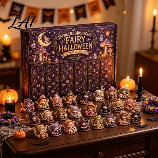 Calendario dell'Avvento di Halloween 2026 Conto alla Rovescia di 24 Giorni con Mini Figure Sorpresa Collezionabili Set di Giocattoli Fatati per Bambini Adulti Gadget per Feste da Tavolo