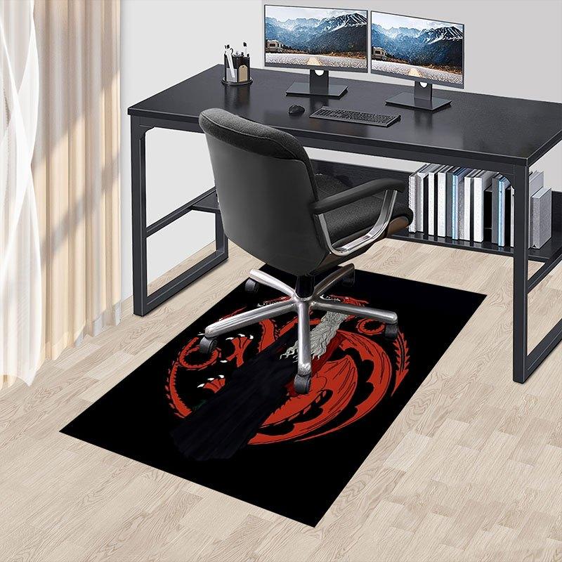 1pc Fire and Blood Office Carpet Chair Mats, Home Decor Mat | Fantasy Theme Mat | Durable Mat, Dragon DecorB21