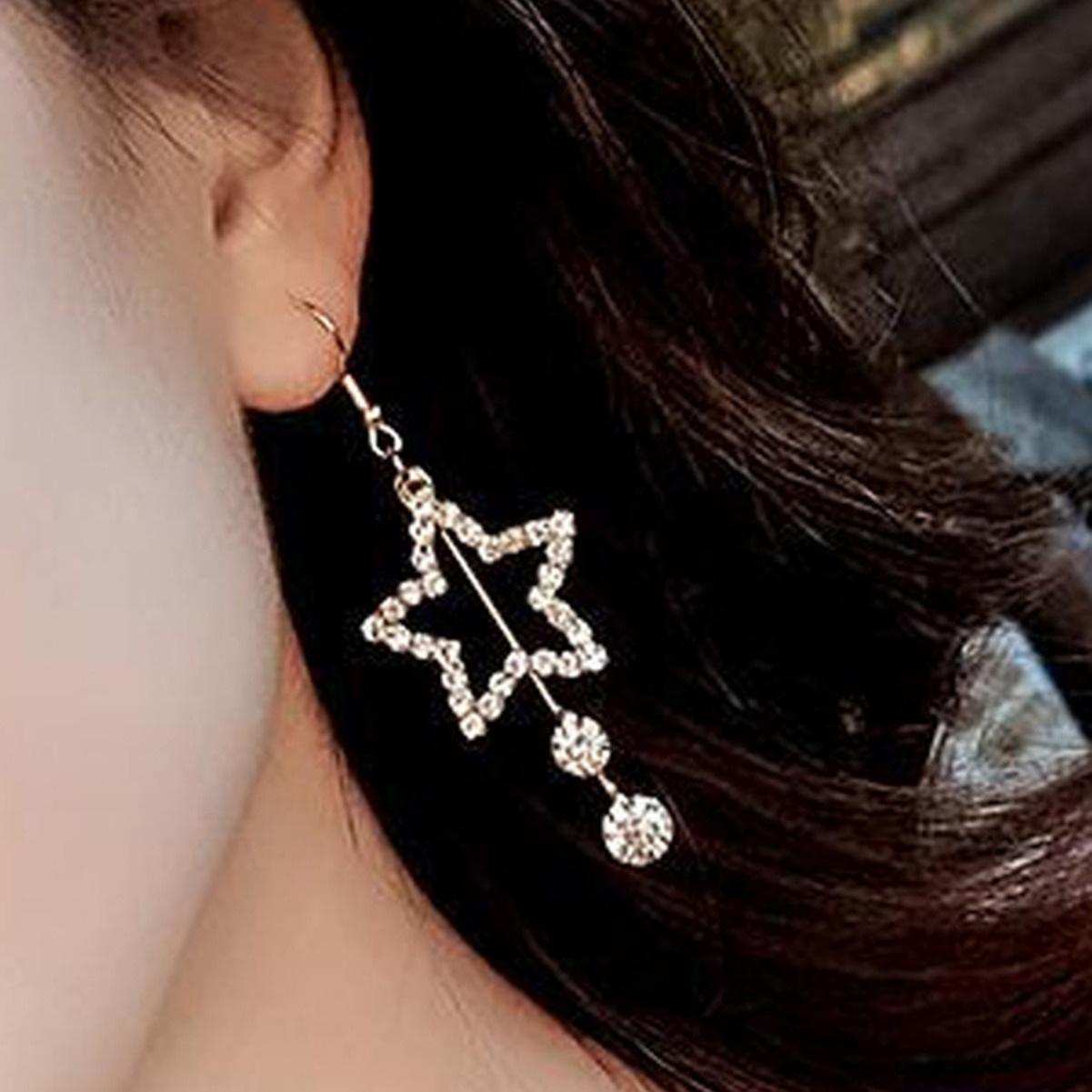 

Длинные серьги-звезды из циркона с покрытием из 18-каратного золота - Модный европейский и американский стиль 18K золотой