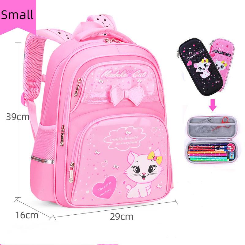 New PU Leather School Bag Korean Fashion Girls Backpack Cute Cat Orthopedic Waterproof Backpack