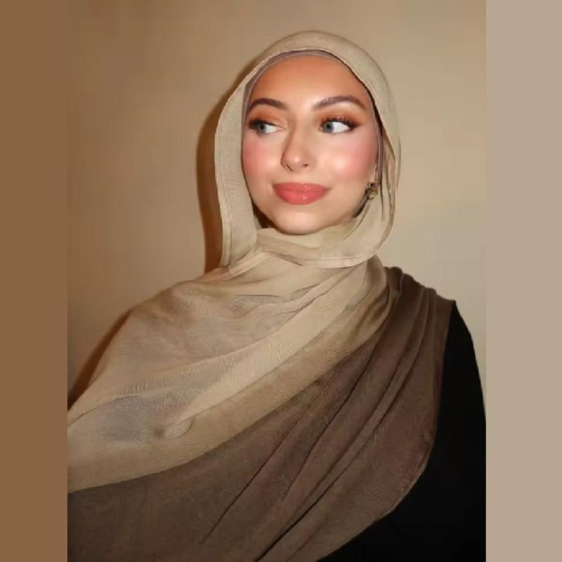 Premium Gradient Rayon Cotton Hijabs Modal Muslim Headband Shawls For Women Big Size Headscarf Wraps Musulman Turban