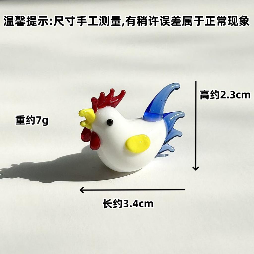 1Pcs Cute Glass Miniatures Zodiac Figurines Cartoon Animal Micro Landscape Ornaments Handmade Desktop Decoration Accessories