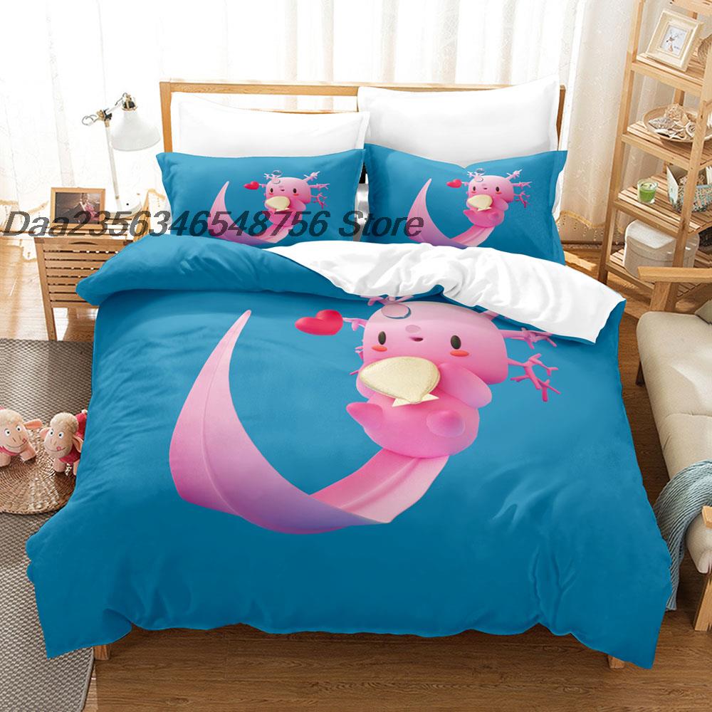 Comforter New Animal Axolotl Bedding Set Single Twin Full Queen King Size Bed Set Aldult Kid Bedroom Duvet Sets Cartoon Bed