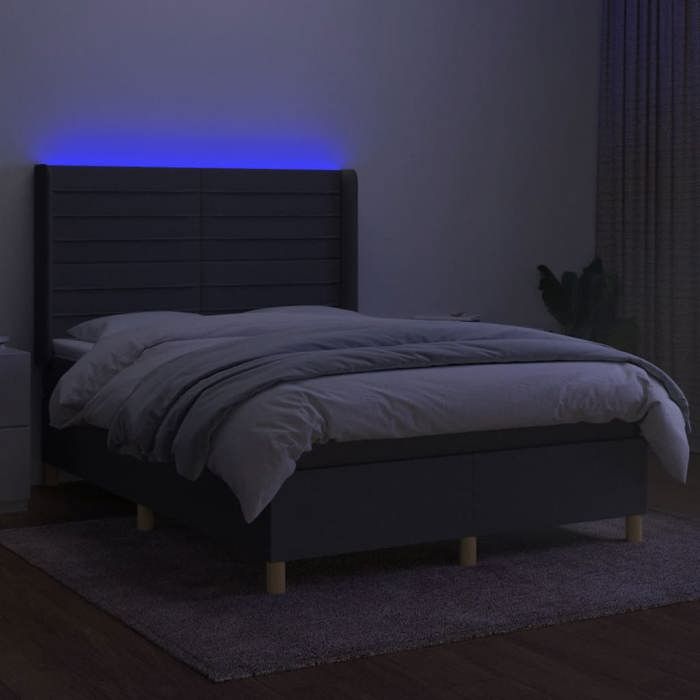 VidaXL Slatted Bed Base with Mattress and LED, Upholstered Bed, Double Bed, Adult Bed for Interior Bedroom, 3138950