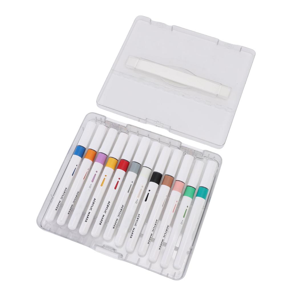 12 Colors Acrylic Paint Pen Set Direct Liquid Tip Markers for Art Writing Drawing Crafting Projects White Rod