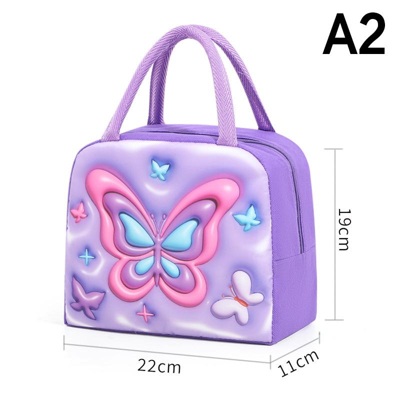 HUA 3D Cartoon Children's Lunch Bag Thermal Insulation Aluminum Foil Waterproof Oxford Cloth Bento Bag Portable Picnic Tote Bag