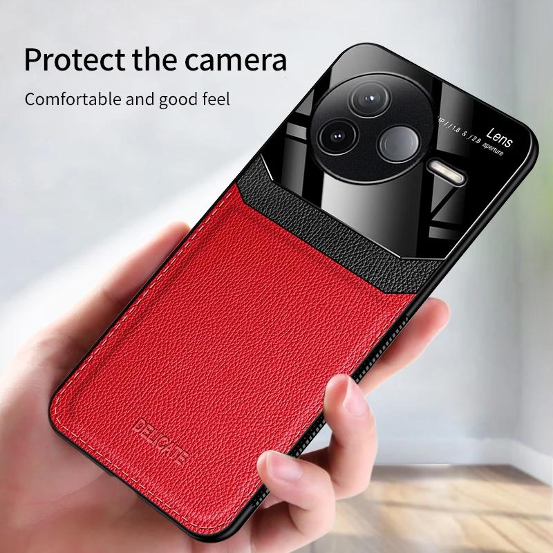 EUCAGR Acrylic PU Leather Case For Xiaomi Redmi K80 K70 K60 K50 K40 Pro K70Ultra Camera Protect Phone Back Cover Frame Coque