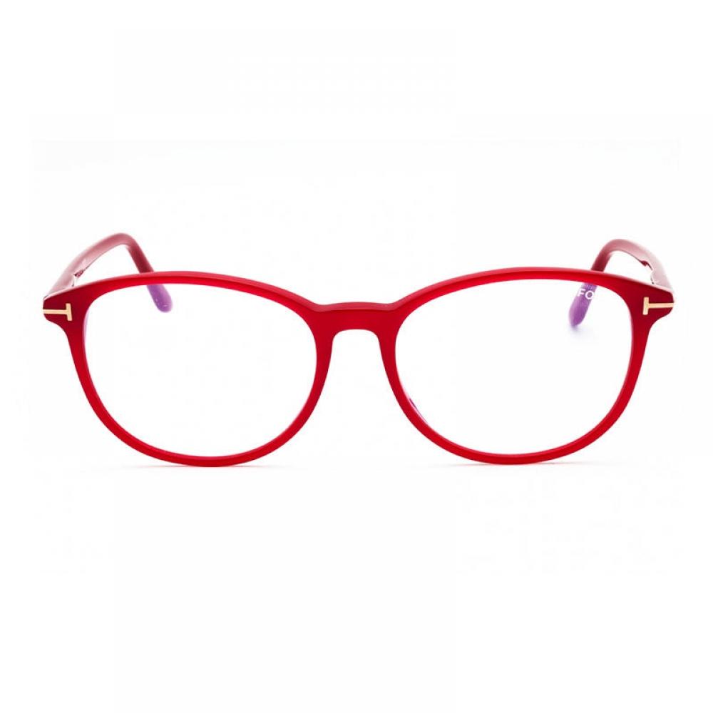 Tom Ford Eyeglasses Square Full Rim  Shiny Light Red Frame And Clear Blue Light Block Lens Ft5810 B074 Pink