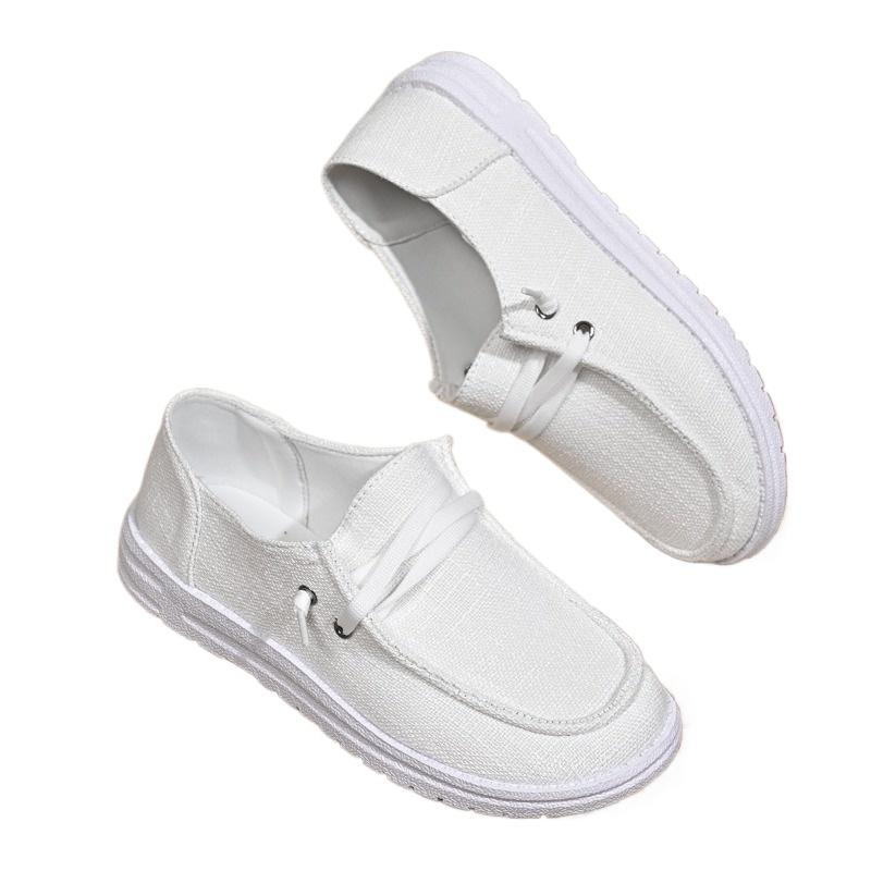 Fashion New 2025 Women's Plus Size Breathable Canvas Flats Slip-On Lace-Up Soft Sole Comfortable Fashion Light Outdoor Casual Shoes