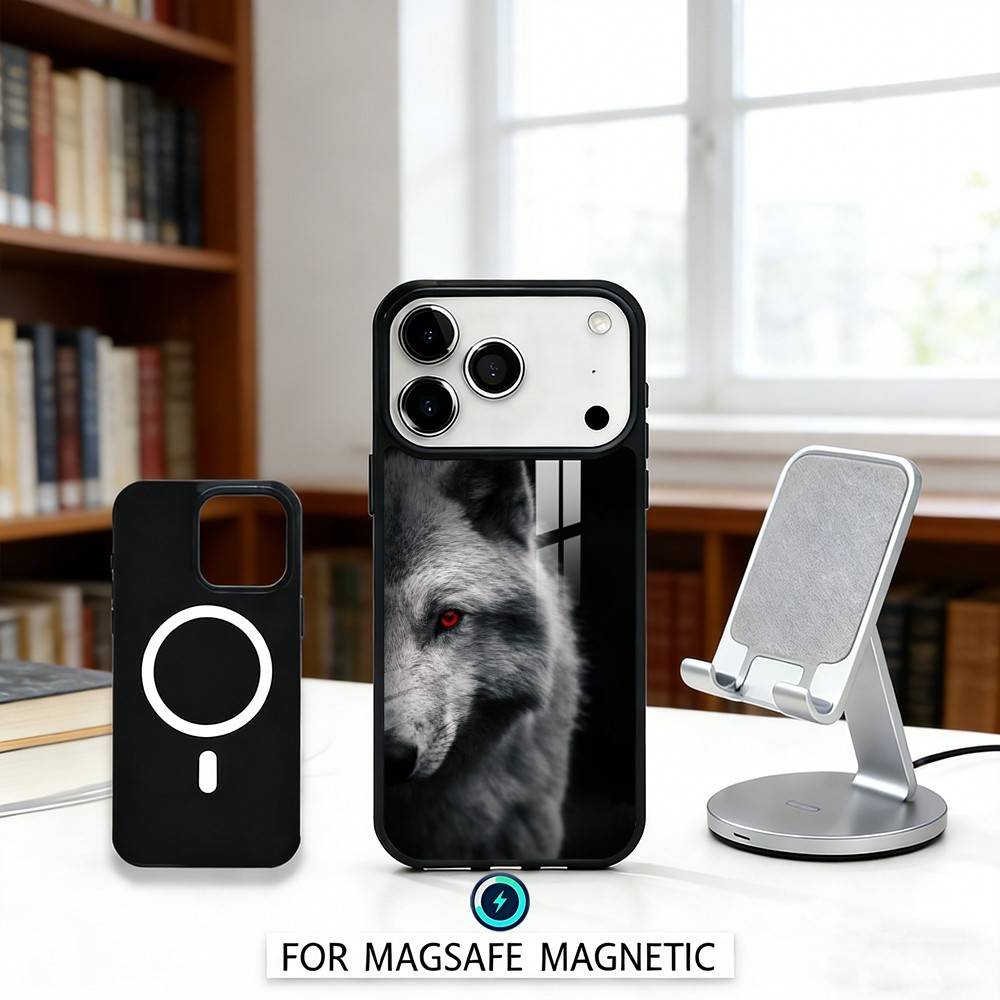 1pc Wolf Phone Case For iPhone 17,16,15,14,13,12,Pro,Max For Magsafe Magnetic Wireless Charging