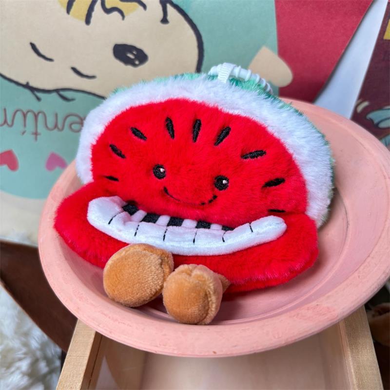 1/2 Pcs Cute Watermelon Piano Plush Toy Dolls Keychain Pendant Bag Hanging Ornament Stuffed Toys Girl Christmas Decor Kids Gifts