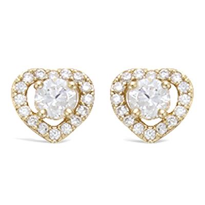 [N6872] - White Gold 'Love' Gold Plated Earrings - 9 Mm