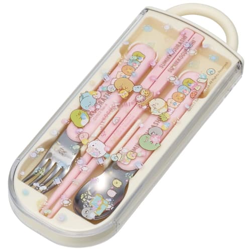 Skater Lunch Box Trio Set Chopsticks Spoon Fork Sumikko Gurashi Mole House for Children Antibacterial Treatment Easy To Open Sliding Type Made In Japa