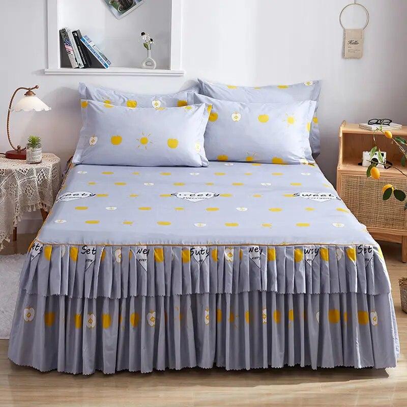 

3 шт. двойные кружевные покрывала с юбкой, увеличивающий дизайн, юбка с принтом для дома, покрывало на кровать Queen King, наматрасник 3 Pcs 120x200cm