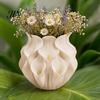 Konservierte Blume Behälter 3D Gedruckte Calla Lilie Relief Vase, Mini Dekorationsvase für Trockenblumen, Minimalistische Matte Weiche Textur Weiß Schreibtisch