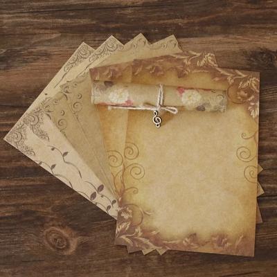 Carta da lettere in carta kraft di cancelleria retrò con buste adesive Decorazioni per pendenti in corda di canapa Chiavi Carta da lettere per note musicali