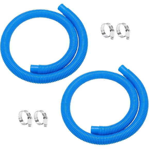 Pool Pump Hoses 1.25 Inch X 59 Inch Filter Pump Replacement Pool Hose For Above Ground Pools Flexible PE Tube For Swimming Systems (4 Pcs Blue) Blue-2pcs