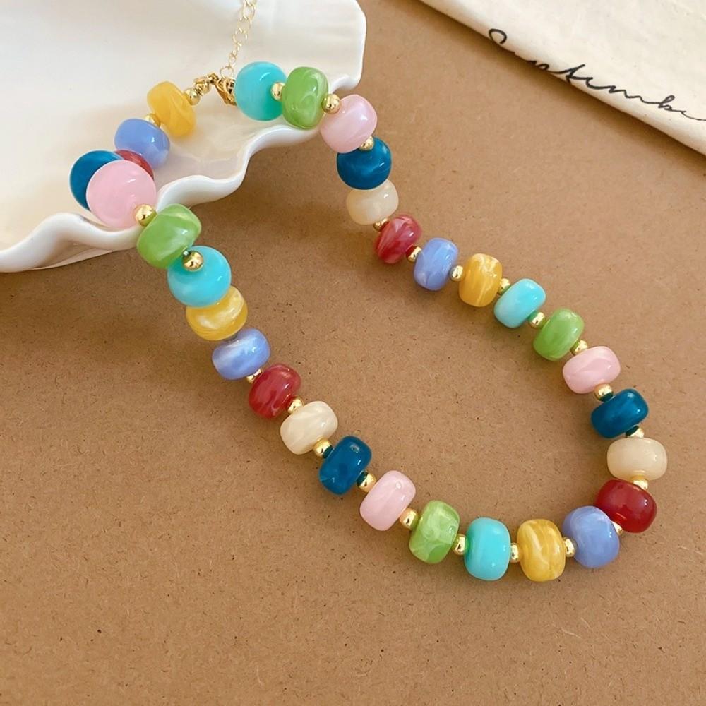 Irregular Bead Beaded Choker Acrylic Material Clavicle Chain Trendy Necklace For Women