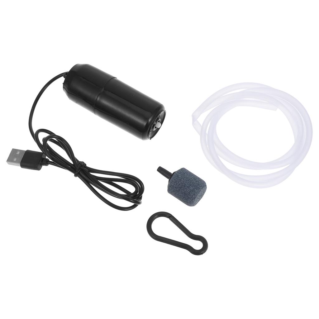 Mini Silent Usb Oxygen Pump Fish Tank Bubbler Aquarium Air Pumps Accessories Portable Small Aerator Premium Material Black Color