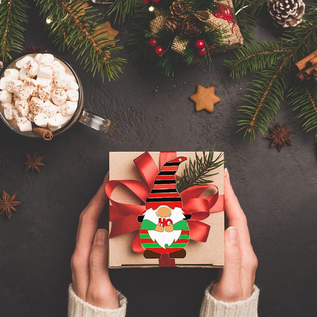 1Set/8Pcs Unfinished Christmas Decorations Wooden Dwarf Elf Hanging Ornament Christmas Tree DIY Painting Graffiti Kids Toy Gifts