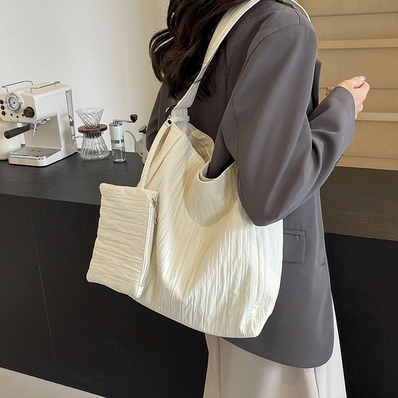 Canvas Shoulder Women's Tote Bag Simple Casual Large Capacity Designer Handbags for Women Travel Solid Shopper Bag 2025 New