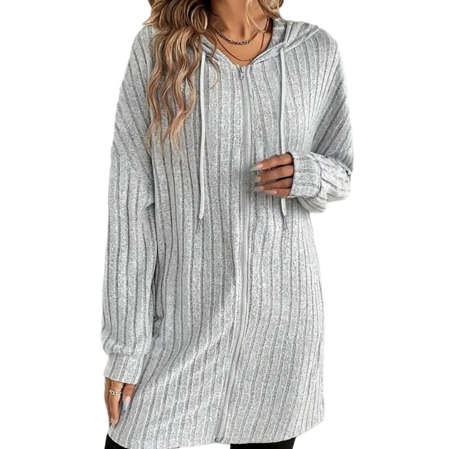 

Женская повседневная модная однотонная куртка на молнии свободного кроя с длинными рукавами L