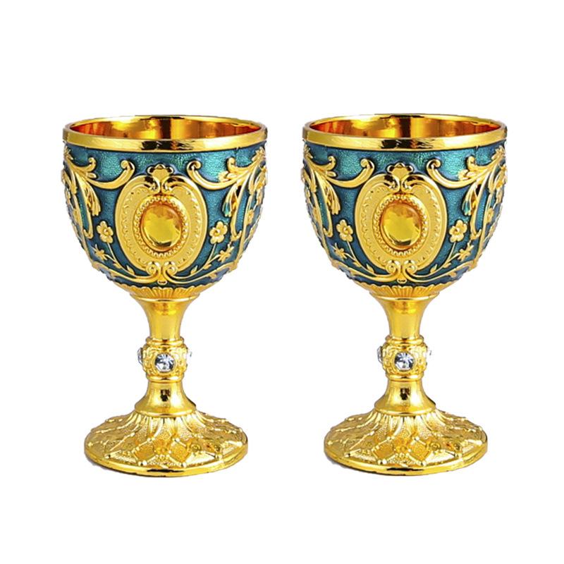 Tall wine glass Golden cup Banquet small wine glass Tea water supply cup Holy water cup Wine set Decorative ornament