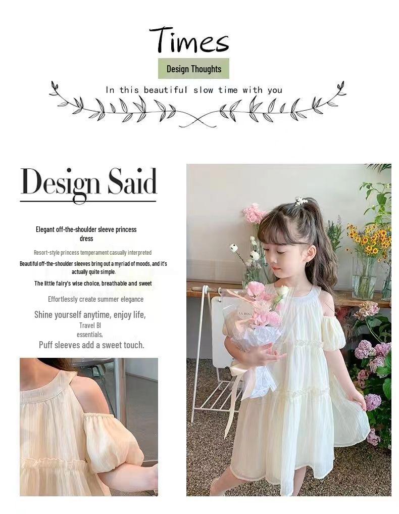 Girls' 2024 Summer Chiffon Princess Sling Dress – Fashionable and Trendy