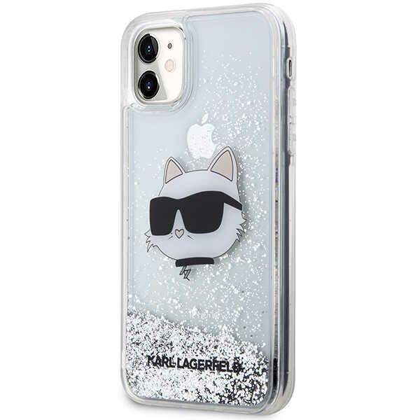 Etui Do iPhone 11 Karl Lagerfeld Glitter Choupette Srebrne