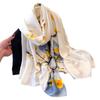 Ink And Wash Floral Printing Simulation Silky Brocade Fashion Sunscreen Floral Silk Scarf Long Scarf Shawl Versatile Headscarf Scarf