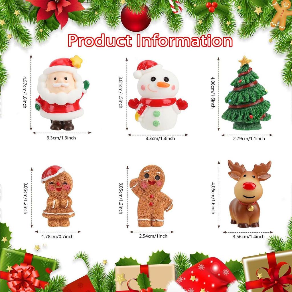 6x Christmas Cake Topper Santa Reindeer Decorations Multipurpose Creative with Xmas Tree