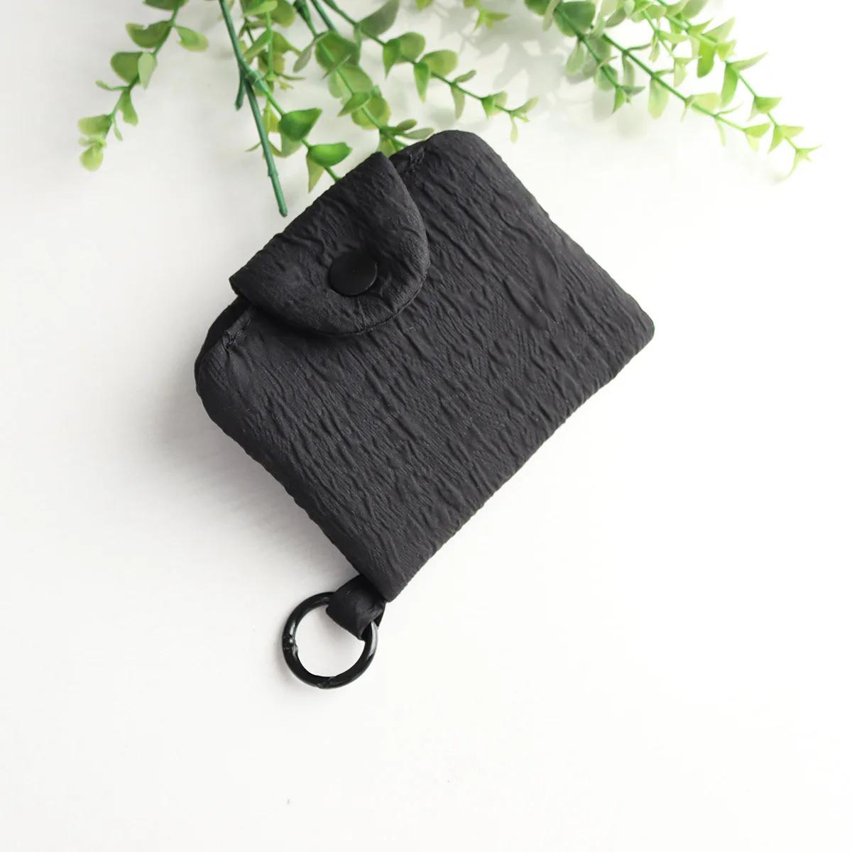 

Мятый кошелек для монет, большой емкости, короткий кошелек, шикарный держатель для карт с застежкой, портативные мини-сумки для хранения для девочек и детей чёрный