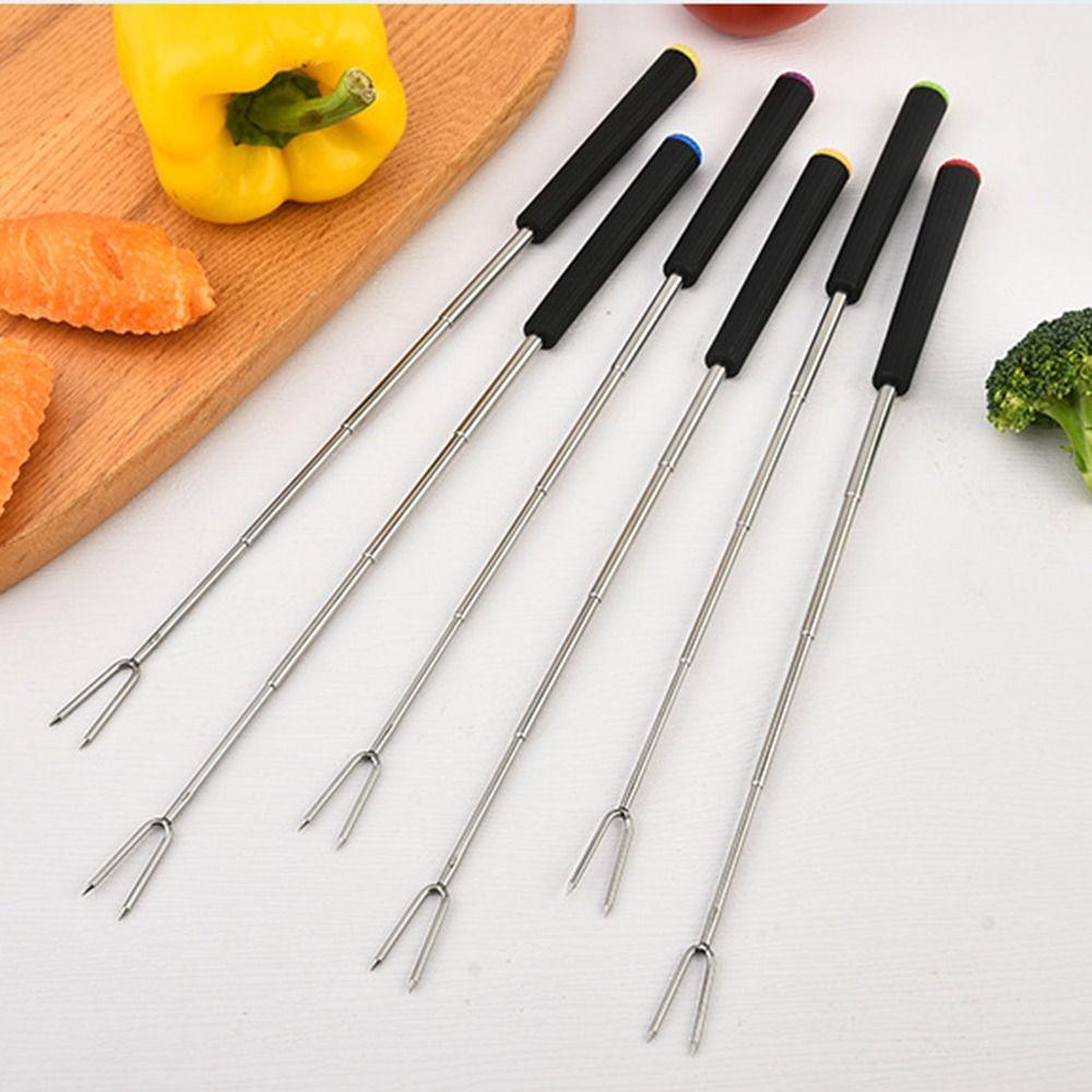 6Pcs V-Shaped Fondue Forks Stainless Steel Grilling Fork Barbecue Fork Set Camping