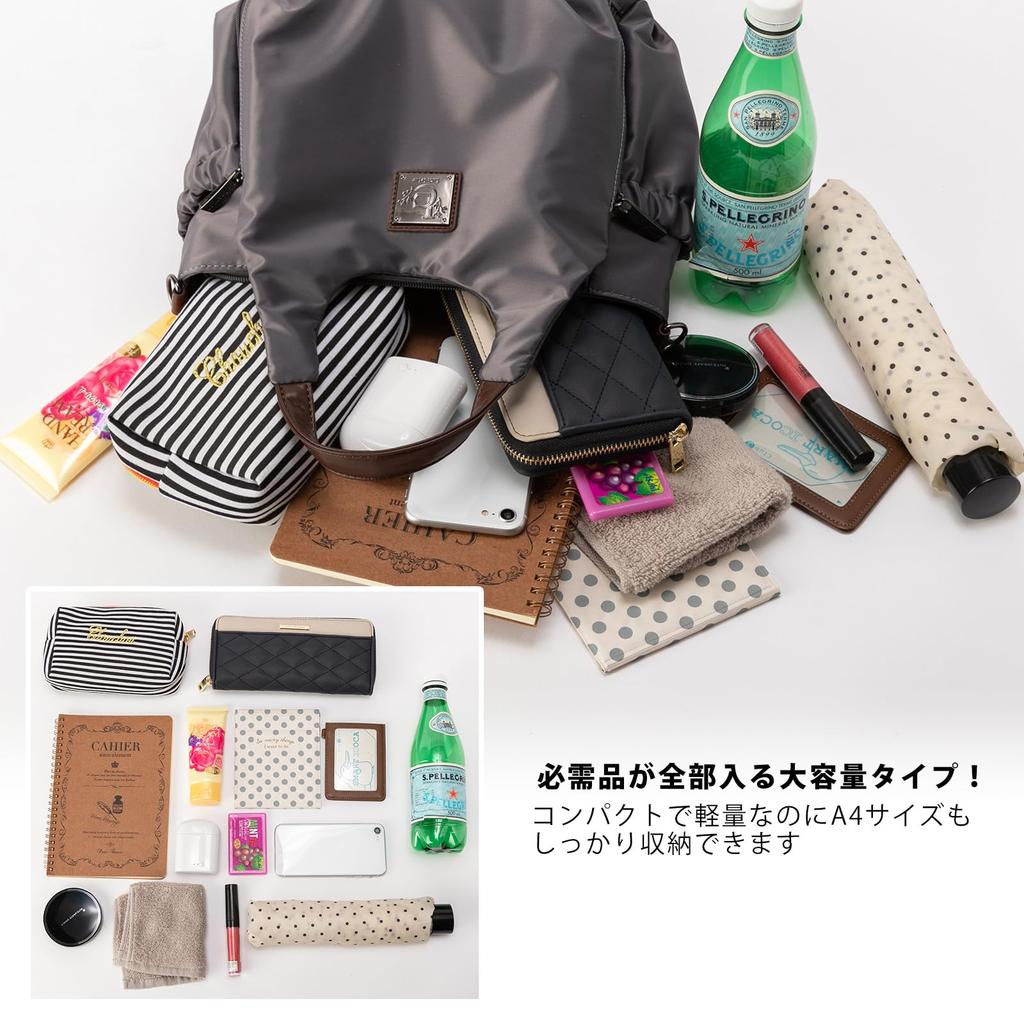 Luminous shoulder for large water shoulder khaki [VIVID HORN] [La Creviar] 2-way handbag, bag, handbag, women, nylon, lightweight, capacity,