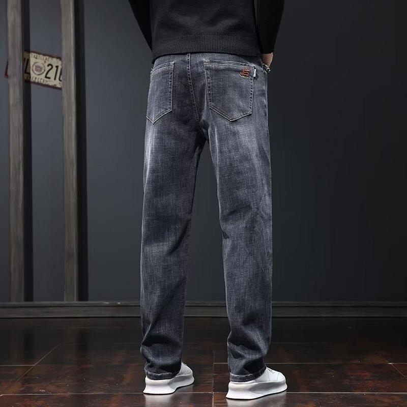 Light luxury jeans men's spring and autumn new trousers elastic loose versatile straight pants business casual pants men