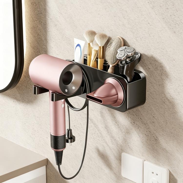 No-drill Suction Cup Bathroom Hair Dryer Holder Storage Wall-mounted Rack