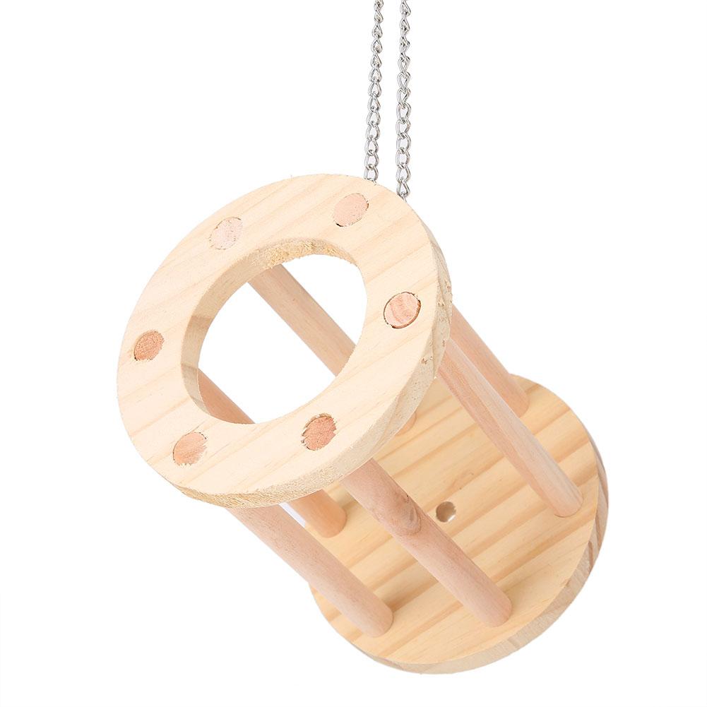 Wooden Pet Chinchilla Hamster Guinea Pigs Chew Play Grass Basket Cage Playground Toy(Suspended)
