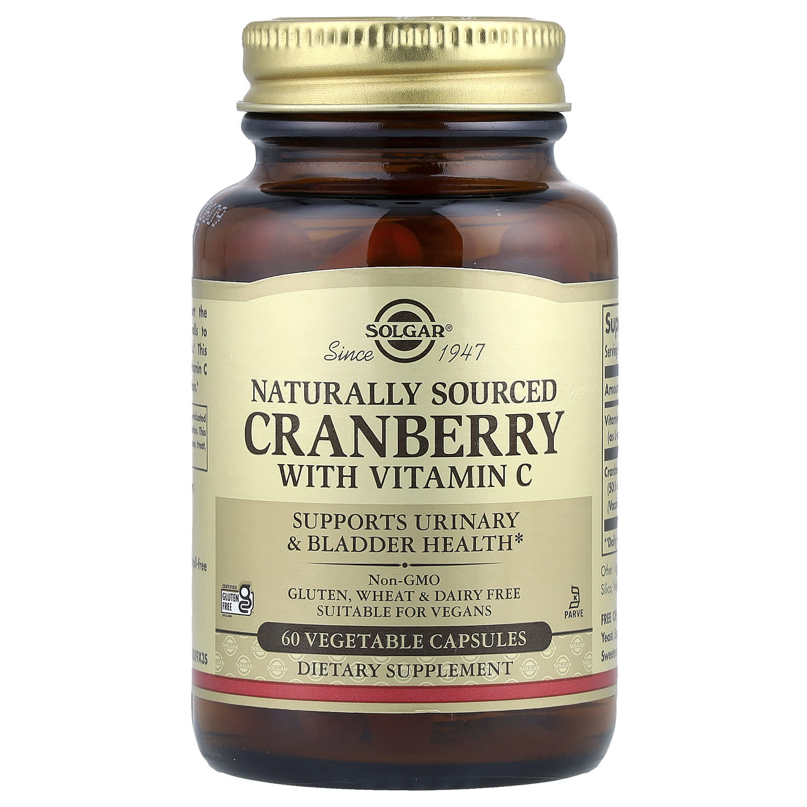 

Natural Cranberry with Vitamin C, Veggie Capsules 60