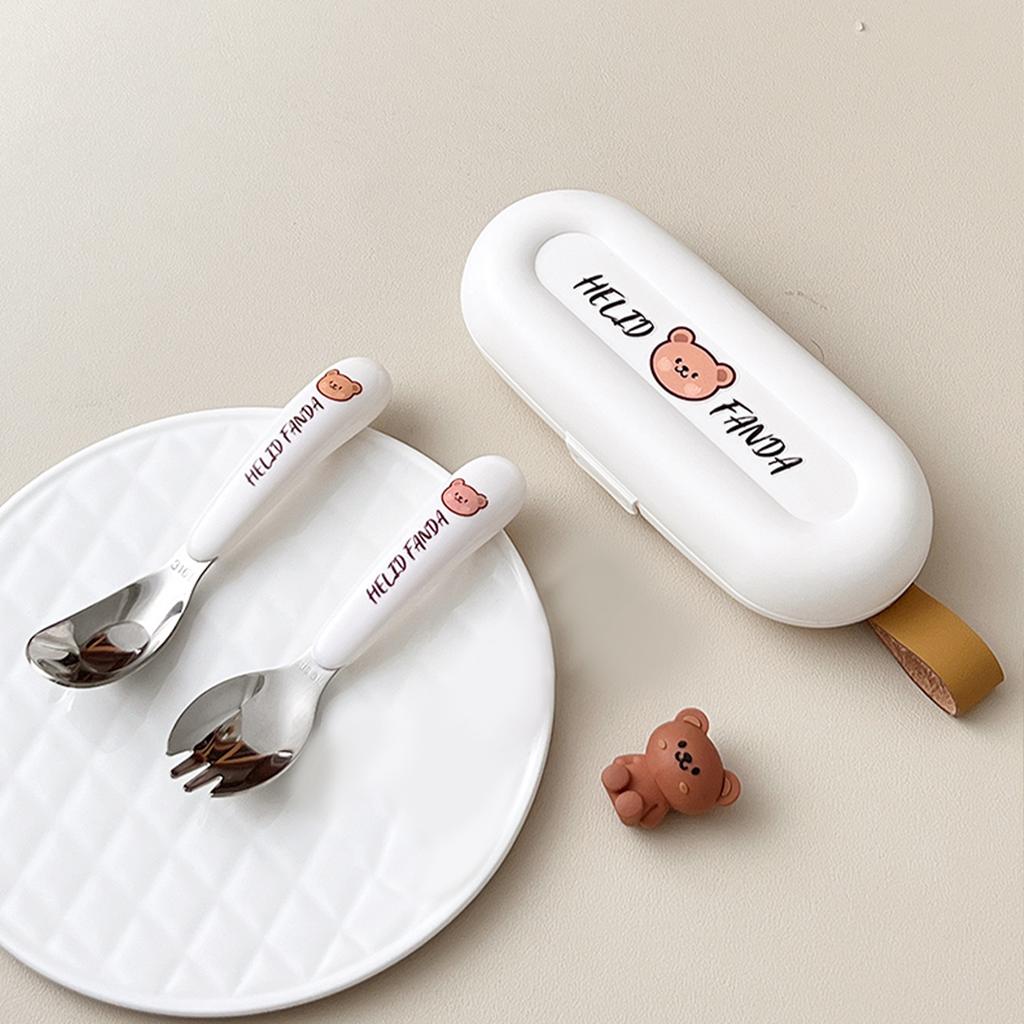 WORTHBUY Outdoor Geschirrset mit Box 316 Edelstahl Gabel Löffel Abnehmbare Essstäbchen Kinderbesteck Tragbares Geschirrset