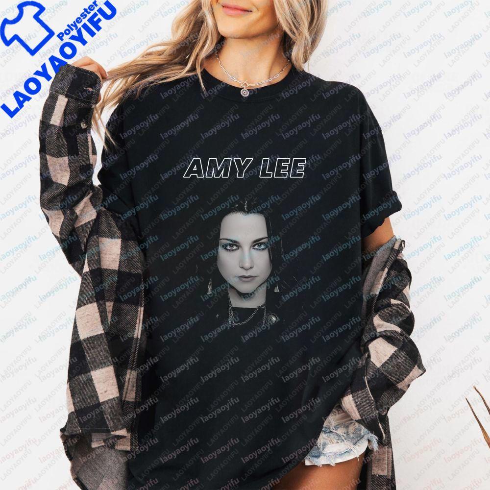 Retro Music Amy Lee Band Sportive Loose Tshirt Summer Trend Shortsleeved Suitable for Both Unisex and WoUnisex Large Size Tshirt
