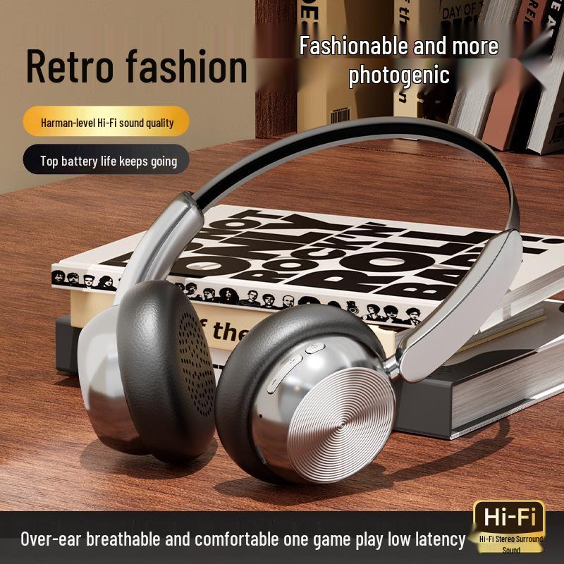 Retro Over-Ear Wireless Bluetooth Headphones with Long Battery Life