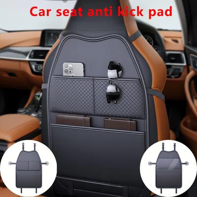 Car Seat Back Protector With Sponge Filling Leather Kick-Proof Auto Back Seat Cover for Kids With Storage Organizers Accessories